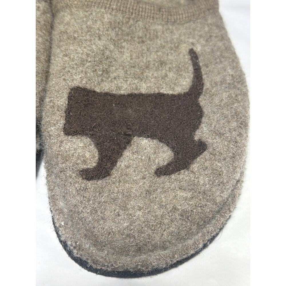 Haflinger Wool Slippers 42 Brown Dog Dachshund Red Collar US Women 11 Men 9 - Picture 7 of 7